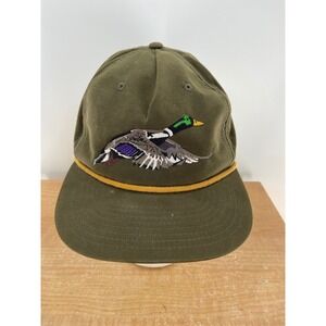 Duck Camp Embroidered Mallard Duck Rope Hat Baseball Cap Green Adjustable Strap